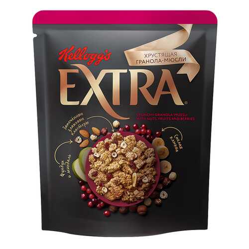 Гранола-мюсли Kelloggs extra хрустящая с орехами, фруктами и ягодами 300 г в Мария-Ра