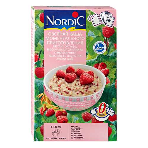 Овсяная каша Nordic моментального приготовления с малиной 210 г 6 шт*35 г в Мария-Ра