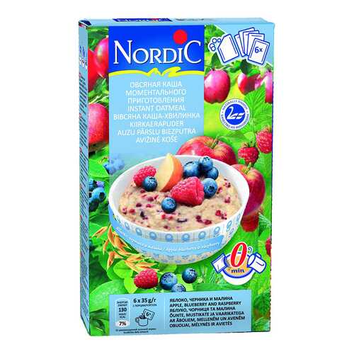 Овсяная каша Nordic с яблоками-черникой-малиной 35 г 6 пакетиков в Мария-Ра