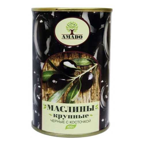 Черные маслины Amado с косточкой крупные 400 г в Мария-Ра