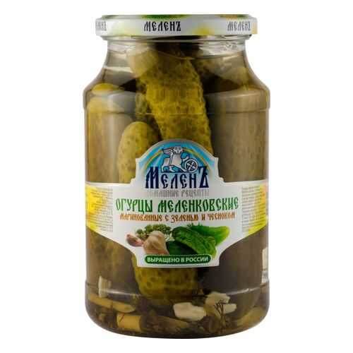 Огурцы маринованные МеленЪ с зеленью и чесноком 900 г в Мария-Ра