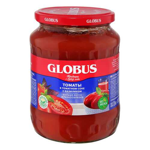 Томаты Globus в томатном соке с базиликом 680г в Мария-Ра