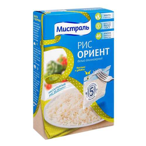 Рис Мистраль длиннозерный ориент белый 80 г 5 пакетов в Мария-Ра