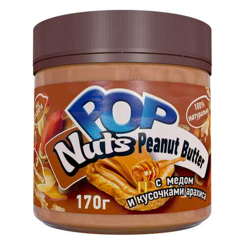 Арахисовая паста POP Nuts Peanut Butter с медом и кусочками арахиса, 170г в Мария-Ра
