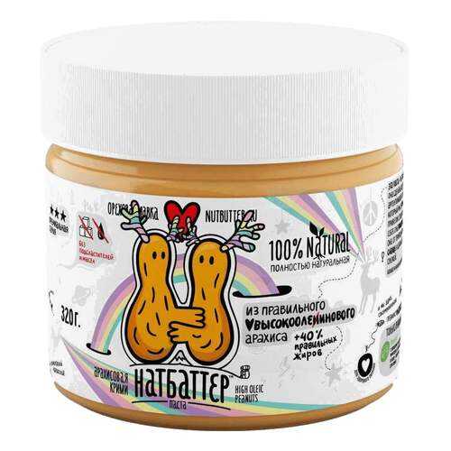 Паста ореховая Nutbutter из жареного арахиса высокоолеиновая 320г в Мария-Ра