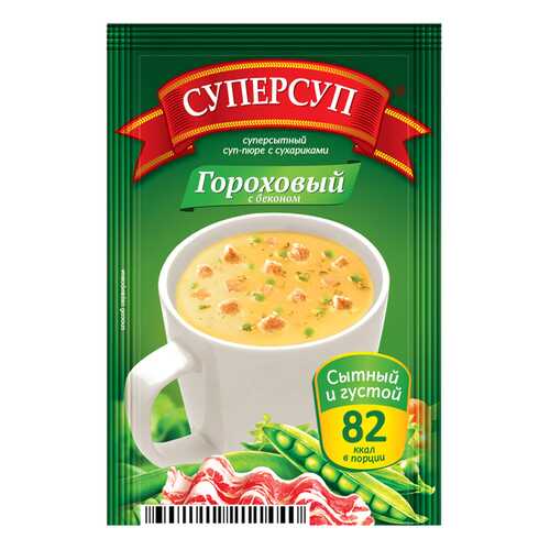 Суперсуп-пюре суперсытный гороховый с беконом и сухариками 23 г в Мария-Ра