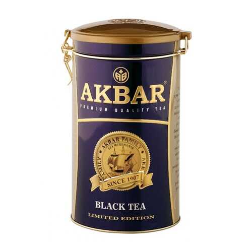 Чай Akbar Limited Edition, черный крупнолистовой, подарочный, жесть с клипсой, 150 гр в Мария-Ра