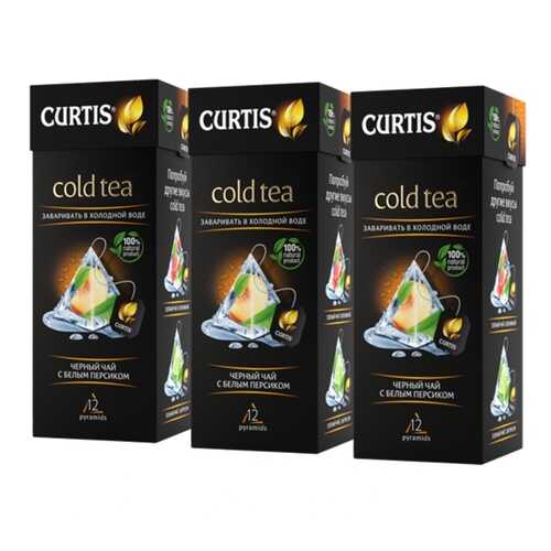 Чай Curtis Cold Tea, чёрный с белым персиком, 12 пирамидок х 3 упаковки в Мария-Ра