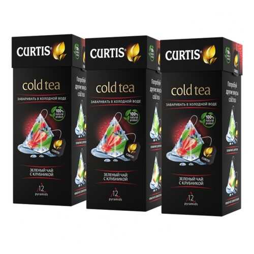 Чай Curtis Cold Tea, зелёный с клубникой, 12 пирамидок х 3 упаковки в Мария-Ра