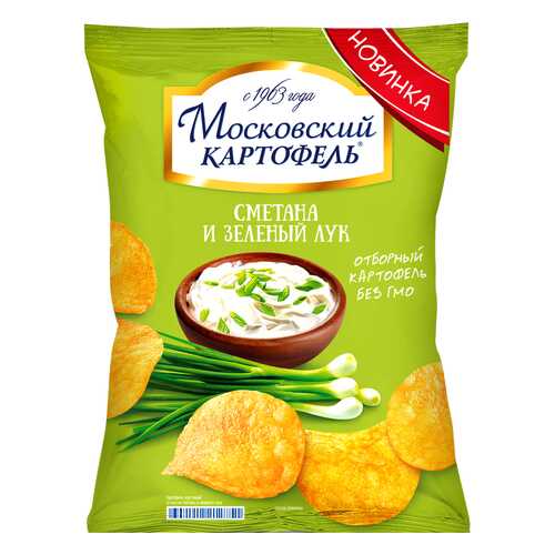 Чипсы картофельные Московский картофель сметана и зеленый лук 150 г в Мария-Ра