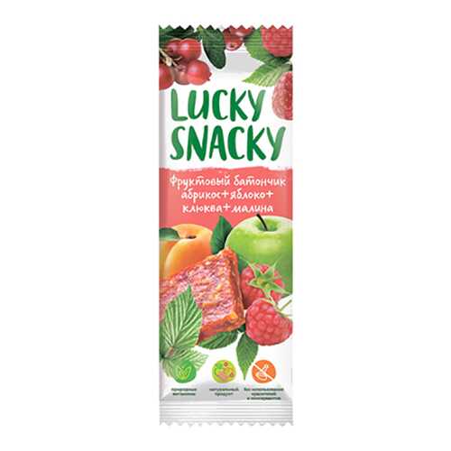 Батончик Lucky Snacky фруктовый с абрикосом яблоком клюквой и малиной в Мария-Ра