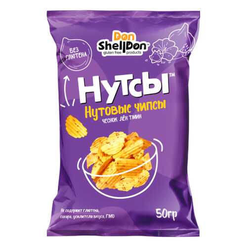 Чипсы Don Shelldon Нутсы нутовые со вкусом чеснока, льна и тмина 50 г в Мария-Ра