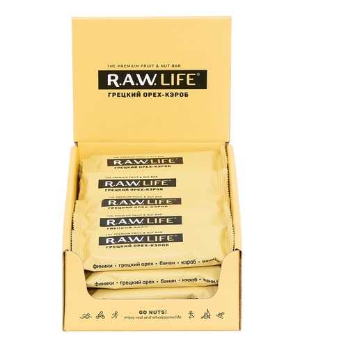 R.A.W. LIFE Орехово-фруктовые батончики 47 г, 20 шт, вкус: грецкий орех-кэроб в Мария-Ра