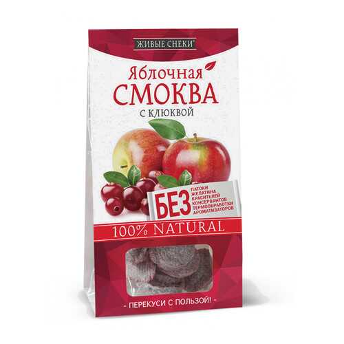 Яблочная смоква Живые снеки с клюквой 4*60 г в Мария-Ра