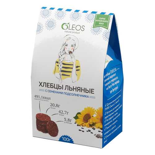 Хлебцы льняные Oleos с семенами подсолнечника 100 г в Мария-Ра