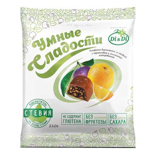 Конфеты глазированные Умные сладости со стевией черносливом и апельсином 210 г в Мария-Ра
