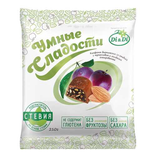 Конфеты со стевией Умные сладости с черносливом и миндалем глазированные 210 г в Мария-Ра