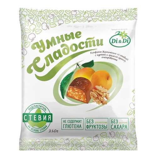 Конфеты со стевией Умные сладости с курагой и грецким орехом глазированные 210 г в Мария-Ра