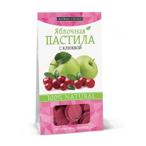 Яблочная пастила Живые снеки с клюквой 4*35 г в Мария-Ра