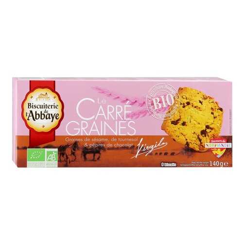 Печенье Biscuiterie de l'Abbaye Le Carre Graine BIO кунжут-подсолнечник-шоколад 140 г в Мария-Ра