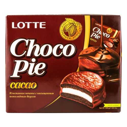 Печенье Lotte choko pie cacao с насыщенным шоколадным вкусом 336 г в Мария-Ра