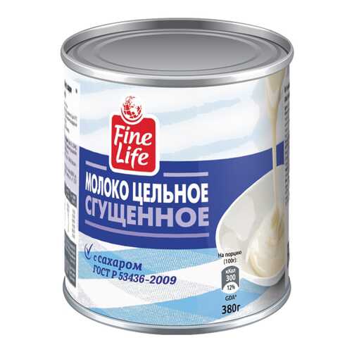 Молоко Fine Life цельное сгущенное 8.5% с сахаром гост 380 г в Мария-Ра