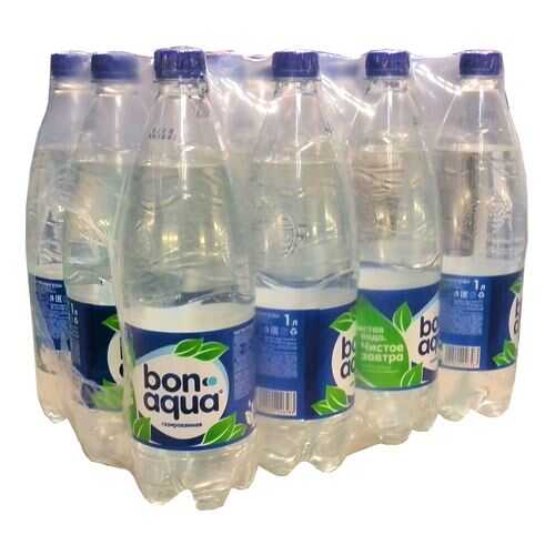 Вода Bonaqua чистая питьевая газированная 1 л 12 штук в упаковке в Мария-Ра